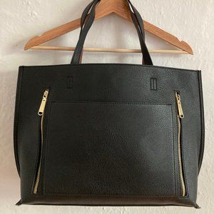 NWOT Steve Madden Tote Bag in "PU" vegan leather in Black and Brown